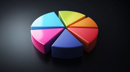 Obraz premium A D pie chart showcasing market share distribution among various companies, with labeled sections in bold colors, placed on a sleek black background to enhance visibility.