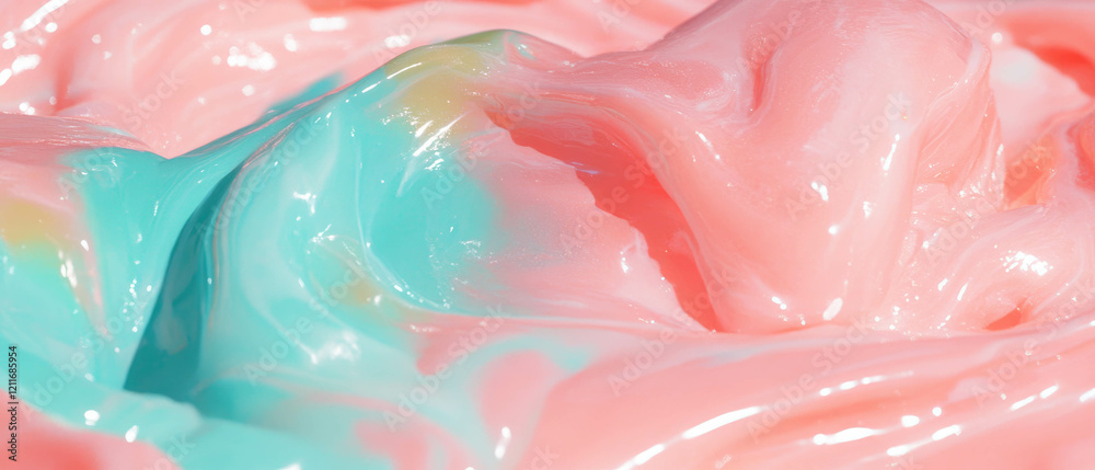 Poster Colorful bubblegum texture with a smooth swirl pattern and blended hues