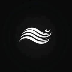 Obraz premium A few white wavy lines on a dark black background. A logo that feels like a wave of wind.White Wavy Lines Flowing Gracefully on a Dark Canvas. A Minimalistic Logo with Wavy Motion Against Black Void