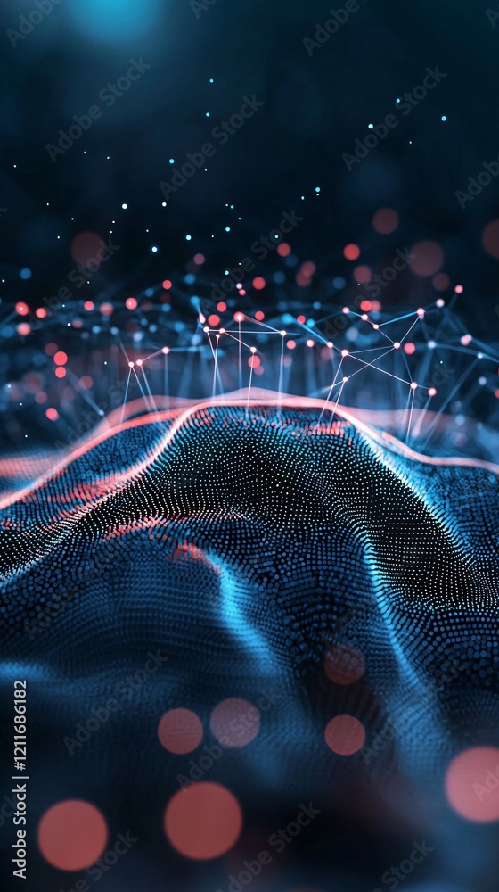 Poster a conceptual image of data packets flowing through a cloud infrastructure, representing efficient it