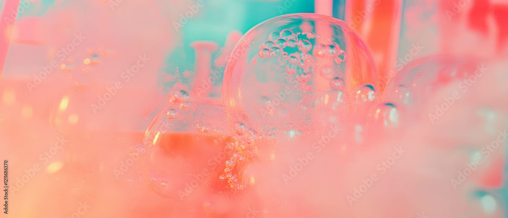 Poster exploring the vibrant and layered textures of bubblegum in soft pastel colors