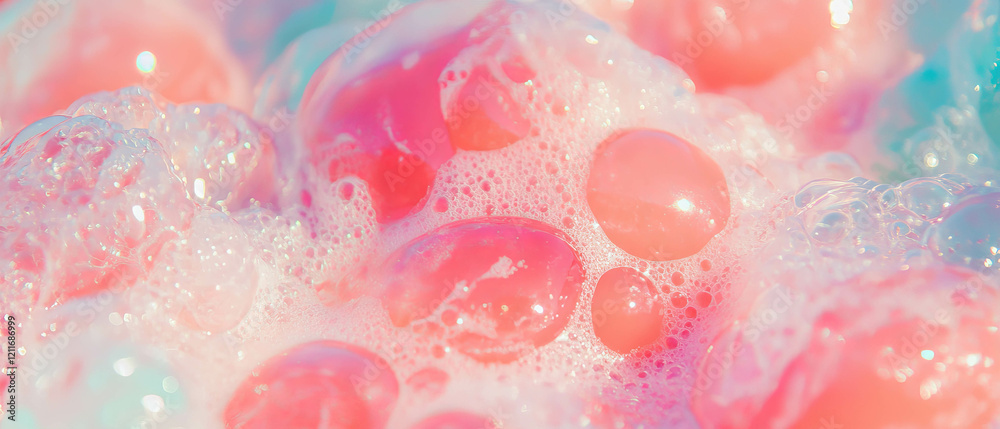 Aufkleber exploring the unique texture of bubblegum with a wet and stringy consistency