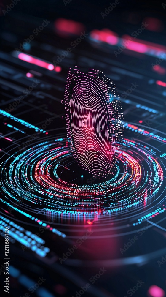 Poster a layered image of a fingerprint scan overlaid on digital code, representing advanced it privacy sol