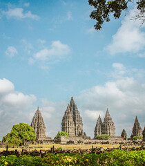 Central Java Indonesia - 20 September 2011 showcasing the majestic Prambanan temple complex under a...