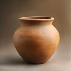 Handmade Clay Pot on Soft Brown Backdrop with Gentle Lighting for Rustic Charm