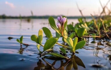 Pink Flowers Blooming on a Water Plant