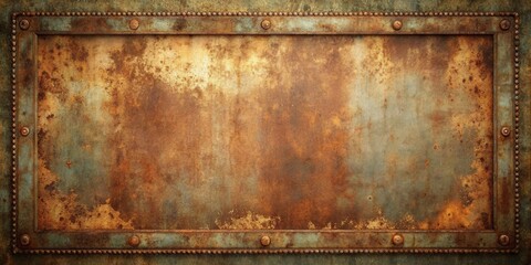 Rustic Metal Plate with Decorative Border A Weathered Texture for Design Projects