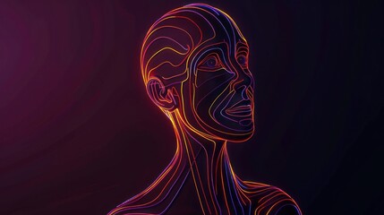 Obraz premium Neon Human Outline