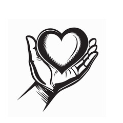 Hand Giving Love Symbol. Hand Holding Heart Image vector isolated on white background.