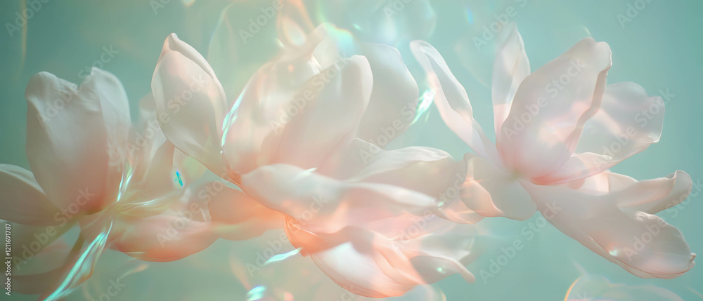 Aufkleber celestial flowers showcase delicate petals and a mesmerizing fragrance in a serene setting
