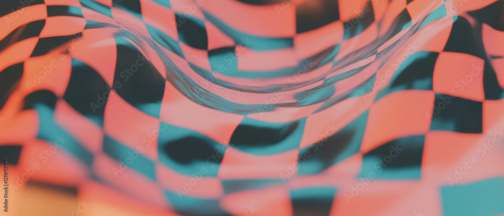 Poster Vibrant checkerboard patterns create a dynamic visual experience with depth and texture