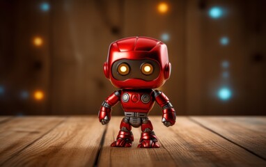 Red Robot Toy with Bokeh Lights
