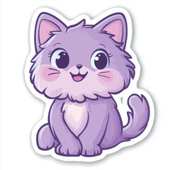 Obraz premium Playful Purple Cat Sticker Designed in Soft Colors for Fun and Cute Decor