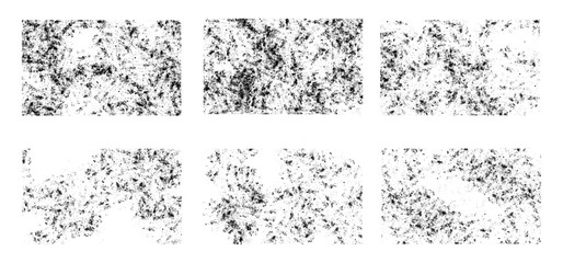 Set of different distressed black grain texture. Distress overlay vector textures. Overlays black and white. old vintage grunge design. vintage, grunge, old, background, texture.