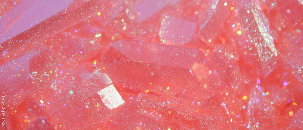 Poster Vibrant display of chunky pink glitter with sparkling effect in abstract shapes