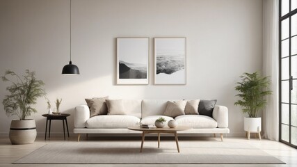 Modern Living Room with Cream Sofa