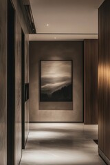 Modern Minimalist Hallway Interior Design with Artwork - Calm Atmosphere