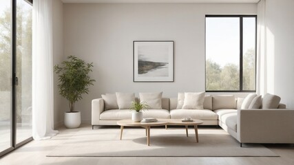Modern Living Room with Cream Sofa