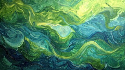 Abstract Ocean Dreamscape: A Symphony of Greens and Blues