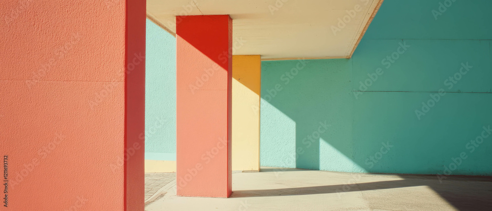 Leinwandbilder Exploring visual dynamics through contrasting colors and textures in architectural design
