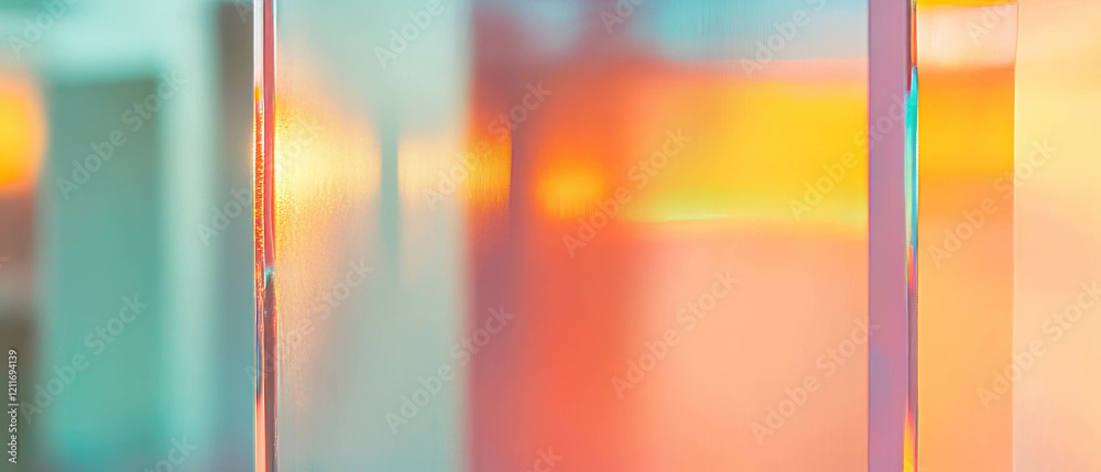 Aufkleber Vibrant colored frosted glass capturing diffused light and texture in an artistic display