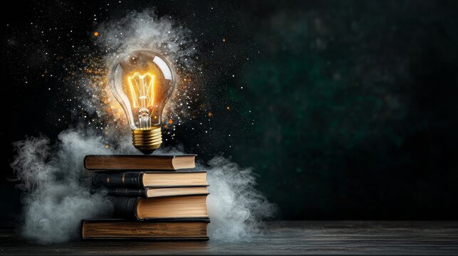 Illuminating Knowledge and Creativity through Books and Technology with a Light Bulb and Smoke Effect