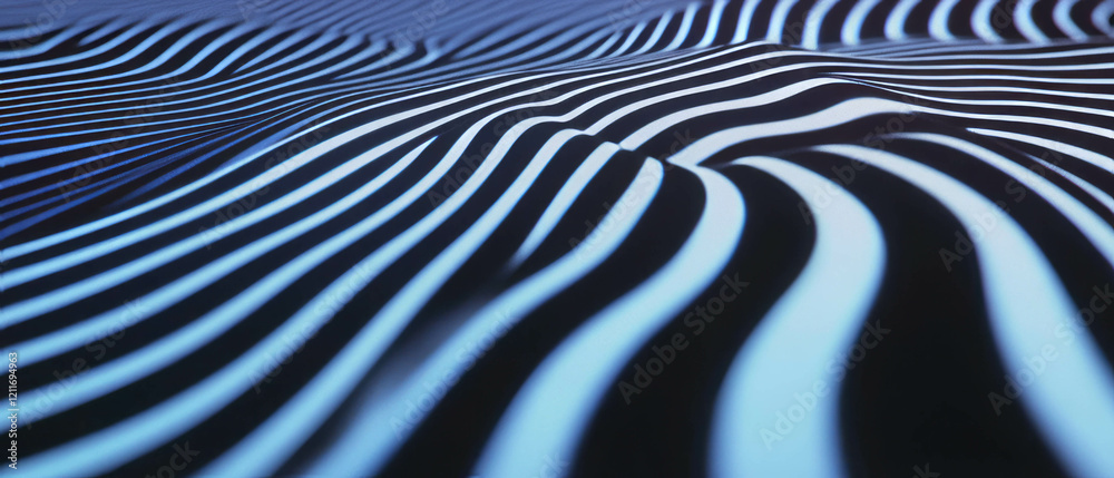 Poster Exploration of converging lines and depth perception through abstract wave patterns