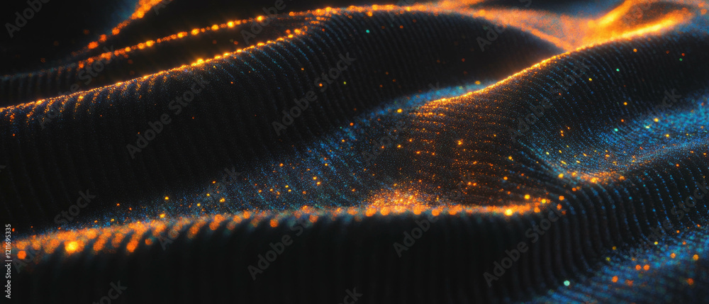 Poster textured corduroy fabric with glitter and abstract shapes showcasing a soft feel