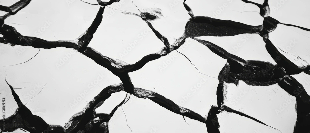Poster exploring the intricate patterns of cracked desert earth at midday