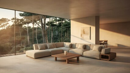 Fototapeta premium modern living room with fireplace