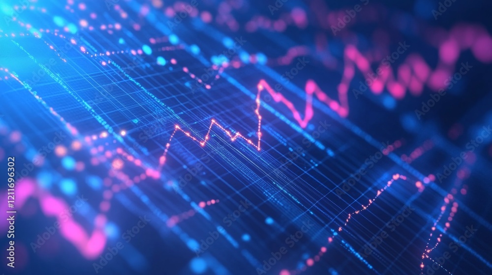 Fototapete a colorful heartbeat graph flowing smoothly across a digital display, representing the life force an