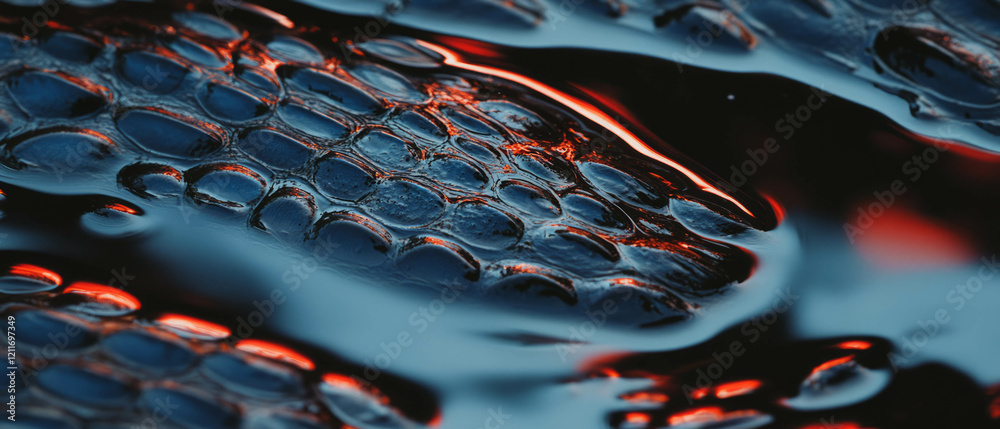 Poster Crocodile skin texture displaying embossed patterns and unique strength under light