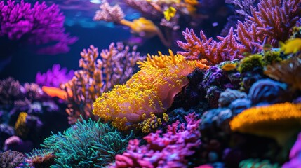 Obraz premium A vibrant coral reef showcasing biodiversity and the beauty of marine life.