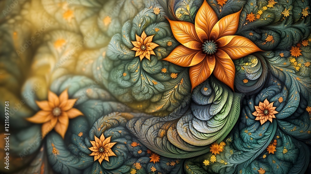 Wall mural a detailed and intricate fractal pattern in shade background