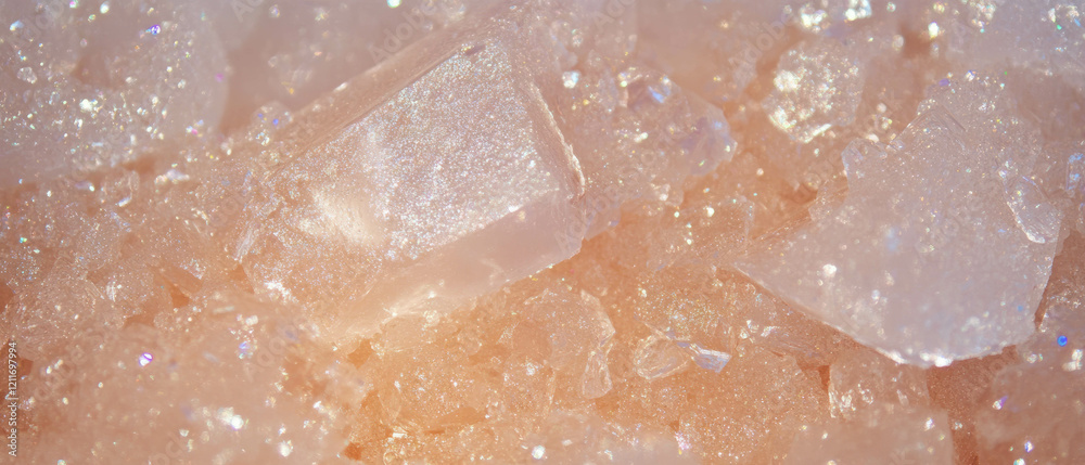 Poster Granular texture of crystallized sugar with sparkling reflections and unique shapes