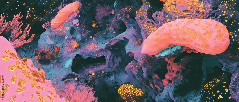 Poster Exploring vibrant deep sea coral reefs filled with intricate underwater structures