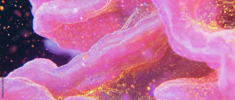 Poster exploring the intricate textures and vibrant colors of deep sea coral reefs