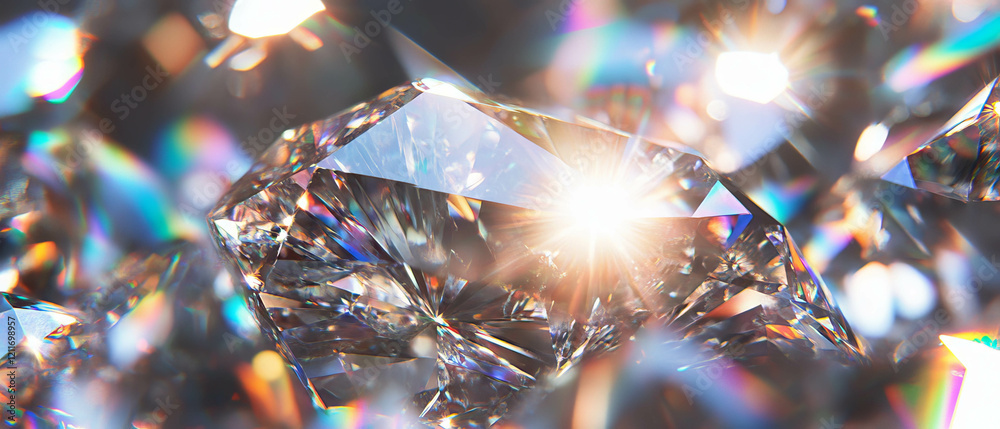 Poster sparkling diamonds showcase their brilliant facets and durable texture under light