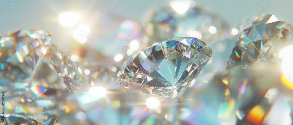 Aufkleber Sparkling diamonds showcasing brilliant facets and clear textures in a mesmerizing display