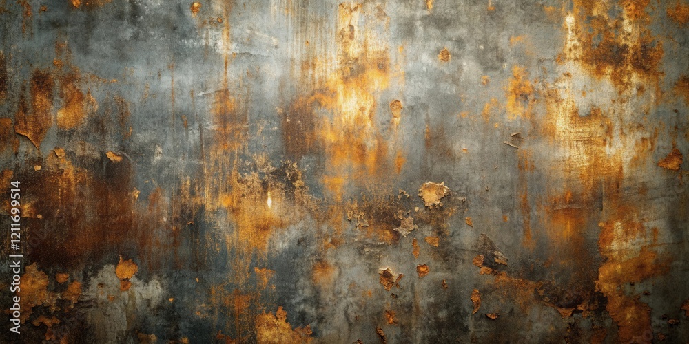 Wall mural A Detailed Texture of Weathered Metal Surface Showing Extensive Rust and Decay