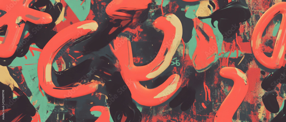 Poster playful exploration of distorted typography with vibrant colors and warped letters