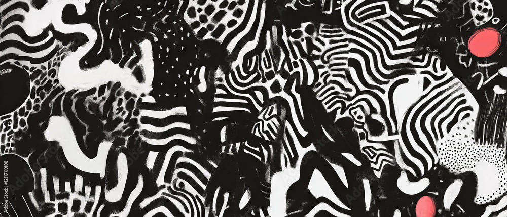 Poster Intricate doodle art featuring diverse patterns and textures in black and white