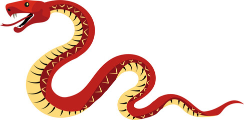 Fototapeta premium Isolated Snake Character Element in Red and Yellow Color.