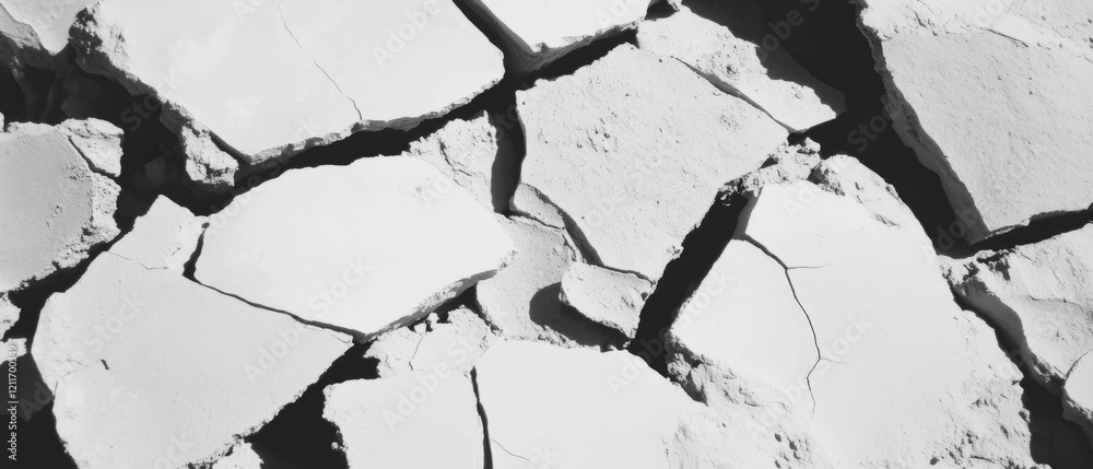 Poster dry cracked mud showing geometric patterns on a dusty surface in an arid landscape