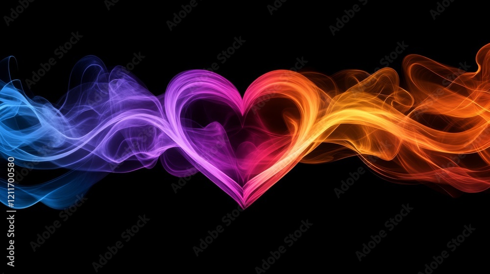 Leinwandbilder A creative visualization of heart waves morphing into abstract shapes, representing the life force and rhythm in a colorful and energetic manner