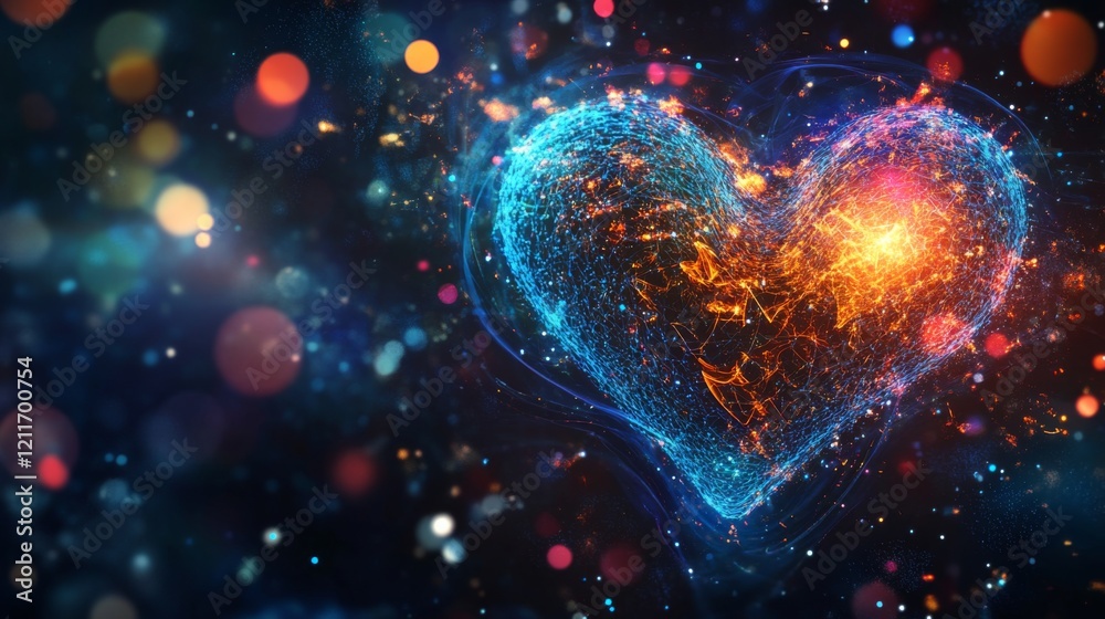 Leinwandbilder a creative visualization of heart waves morphing into abstract shapes, representing the life force a