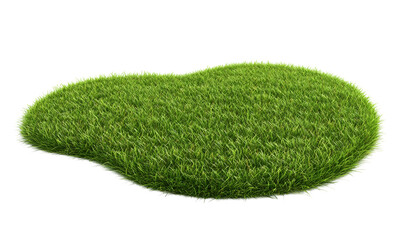 Isolated patch of green grass on white, nature design element