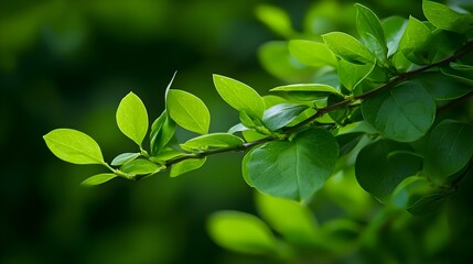 Obraz premium Fresh Green Leaves on Branches in Lush Natural Environment