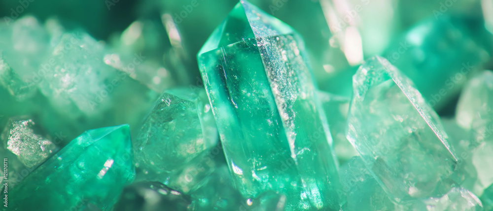 Aufkleber emerald crystals displaying vibrant green color and unique texture in natural setting