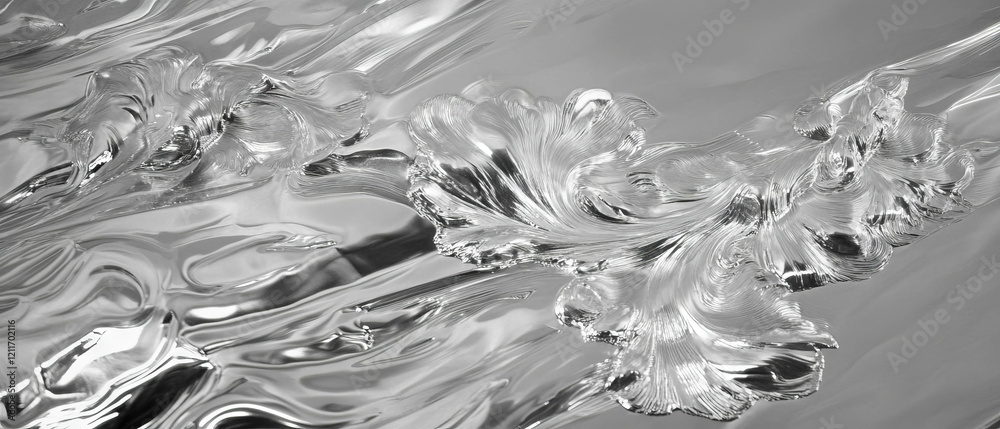 Poster exploring the texture and patterns of etched aluminum in intricate designs